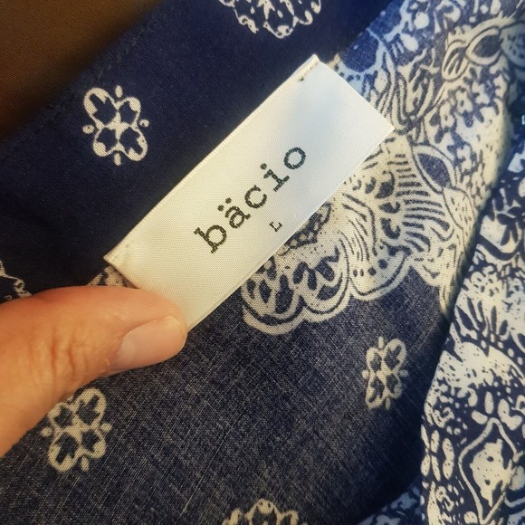 Bacio Womens Romper Shorts Size Large Boho Short sleeve bohemian Blue Gypsy - Picture 6 of 12